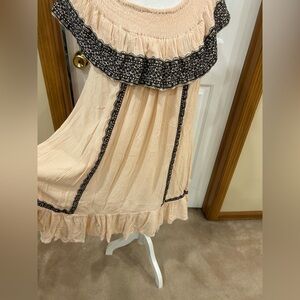 Body Glove pinkish peach off or on the shoulder smock dress boho flowy peasantXL